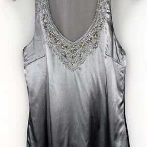 Antonio Melani Luxe Silk Embellished Silver Sleeveless Small Women’s Top